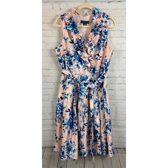 JESSICA HOWARD pink blue floral fit & flare sleeveless dress size 14 NWOT - Picture 1 of 10